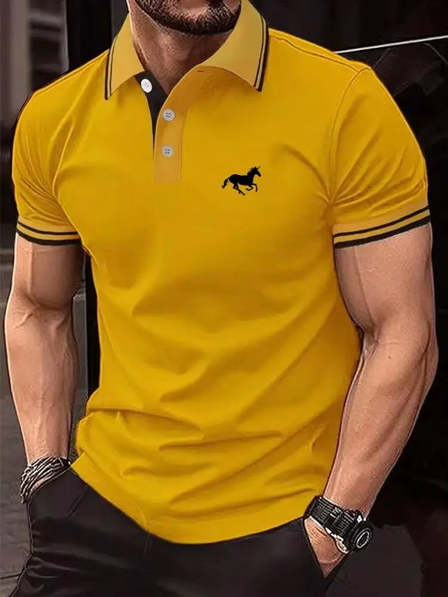 New men's T-shirt, Classic short-sleeved Polo shirt, Summer Casual top, button-down Lapel T-shirt, Oversized S-2XL Casual Polo S