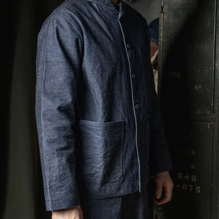 Rugged Bronson 1922 USN Denim Dungaree Jumper Vintage Sailors Deck Work Jacket Indigo