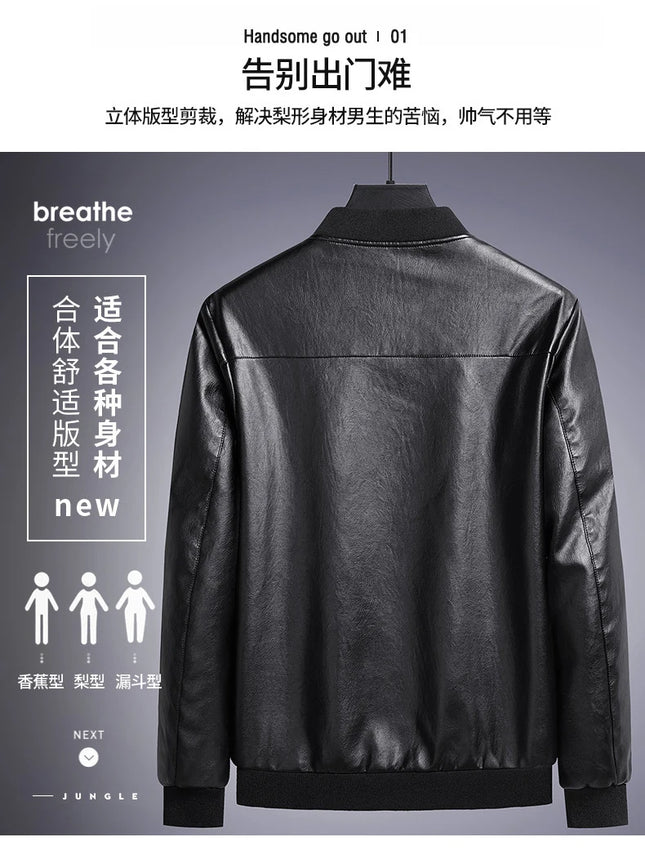Chaquetas de cuero para hombre, abrigos tallas grandes 6XL 7XL 8XL, cortavientos de moto de marca, forro polar, cremallera negra, gabardina de invierno