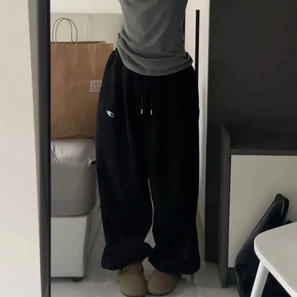 Y2K Black Striped Women Cargo Pants Korean Fashion Wide Leg Baggy Trousers Streetwear Autunm Harajuku Hip Hop Oversized Loose