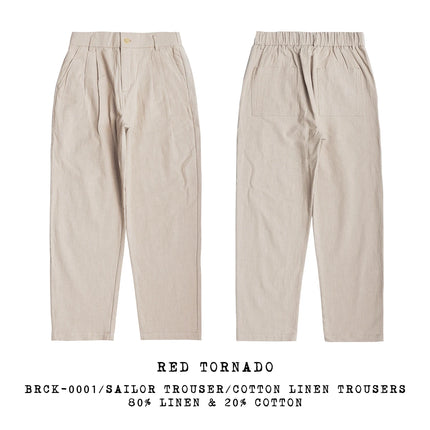 Red Tornado Linen Cotton Casual Pants Summer Men's Lightweight Breathable Leisure Trousers Loose Fit