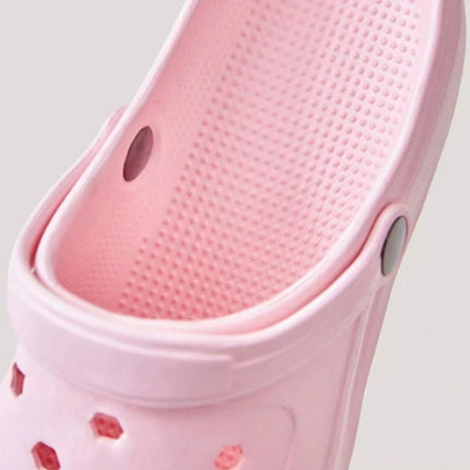 Women Summer DIY Clogs Fashion Bear Pearl Decor Beach Slides Cave Hole Garden Shoes Casual Flats Female (Independently Packaged)