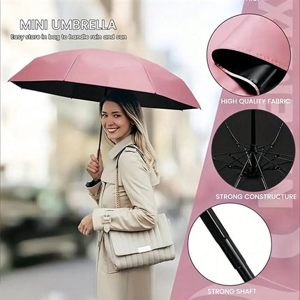 1pc Mini Folding Umbrella, Pocket-Sized Waterproof Portable Travel Umbrella, Sunshade Umbrella, Women's UV Protection Umbrella, 2-In-1 Mini Six-Fold Ultra-Light Portable Umbrella, Mini Travel Umbrella, Sunny & Rainy Dual-Use