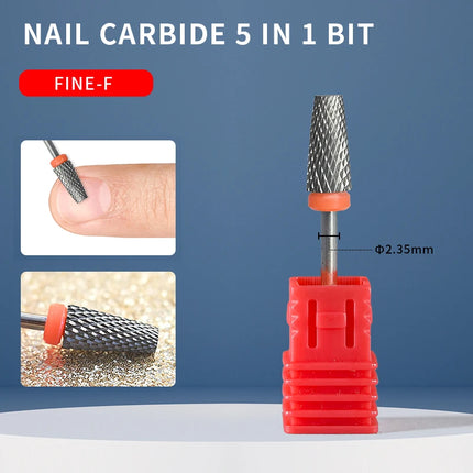 Tungsten Carbide Electric Nail Drill Bits,Nail Carbide Bit, 3/32" Shank Tapered Bar, Professional Manicure Pedicure Tool