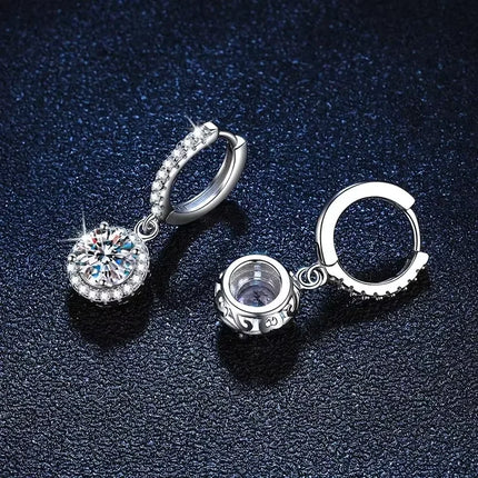925 Sterling Silver 1 Carat Moissanite Round Earrings for Women Luxury Evening Style