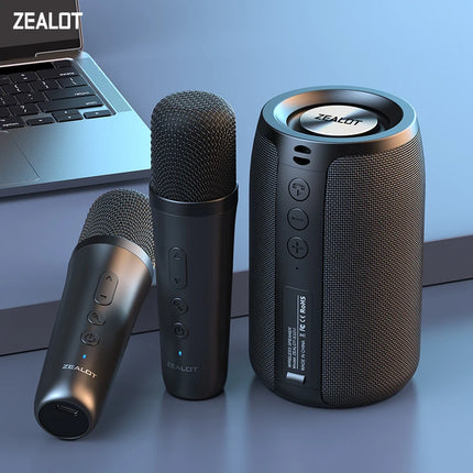 ZEALOT-S32 Karaoke Machine Portable Bluetooth Speaker with 1-2 Wireless Microphones Bluetooth 5.3 Home Family Singing Gifts