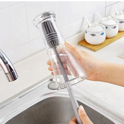 Silicone Milk Bottle Brush Cup Scrubber Glass Cleaner Kitchen Cleaning Tool Long Handle Drink Bottle Glass Cup - product imag