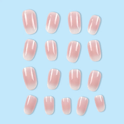 24Pcs Short Oval Gradient Pink Press On Nails Glossy Finish Full Cover False Nails for Women&Girl Removable Wearable Nail Art