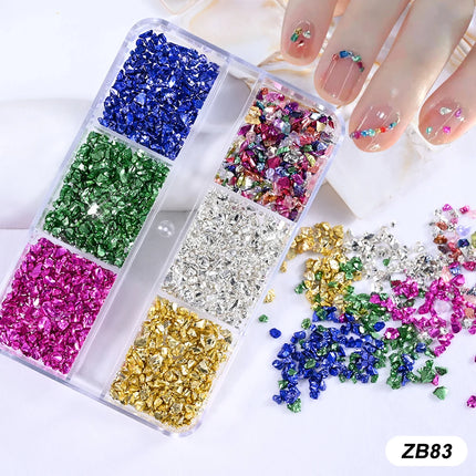 6 Grids Metal Summer Ocean Nail Art Charms 3D Shell Starfish Seahorse Caviar Beads Alloy Nail Jewelry Mixed Manicure Studs Decor