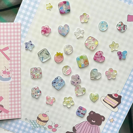 3D Buttons Nail Art Mold Silicone Cute Nail Charms Tool Women DIY Manicure Multi Shapes Button Small Model Resin Buckle Supplies