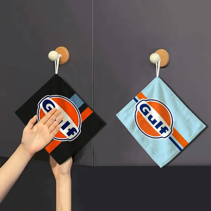 G-Gulf Racing Car Logo Household Hanging Towel, Polyester Cotton Hand Wiping Towel, Sturdy For Bathroom Bedroom