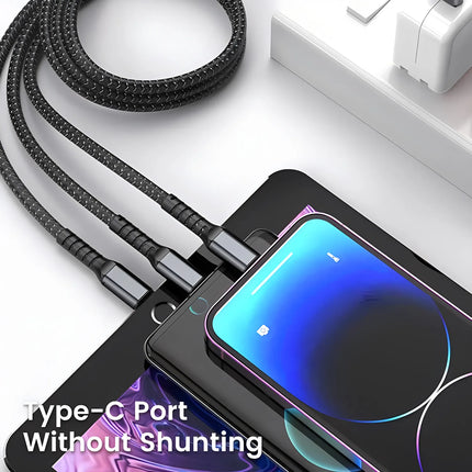 3 in 1 100W USB A Cable Fast Charging Micro USB Data Cord Phone Charger Quick Charge Cable For iPhone Samsung - product image