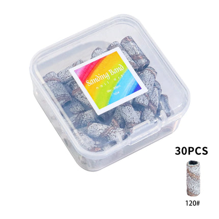 50Pc 3.1mm Mini Nail Sanding Bands 120# 80# 240# Cuticle Polishing Sand Ring Stainless Steel Nail Drill Bit Gel Remove Tools Set