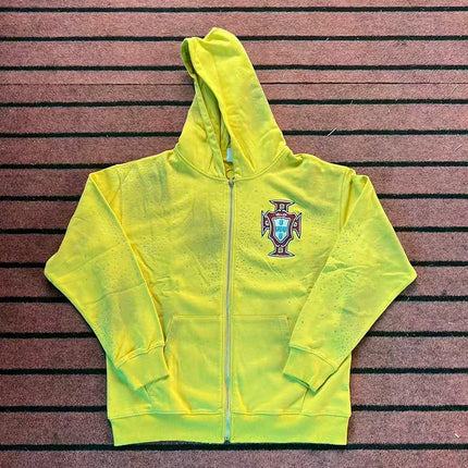 E Washed BlackHole Set with Diamonds Fashion  Men 1:1 High Street Women Streetwear American Streetwea zipper VA Hoodies