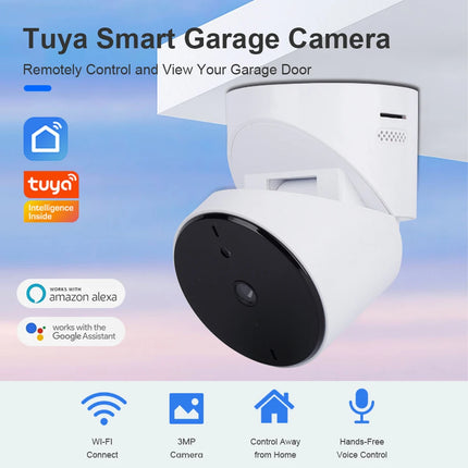 Tuya SmartLife WiFi Garage Door Opener with 3MP Camera Remote Control Two Way Audio Night Vision Recording Alexa Google Support