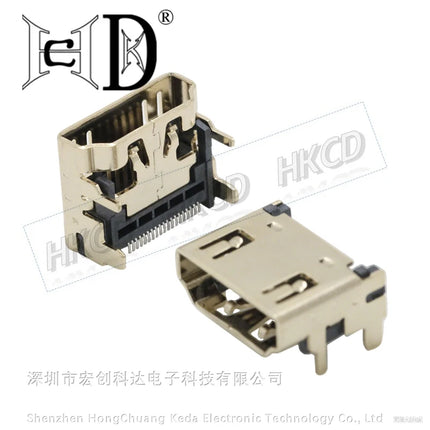 2PCS HDMI-Compatible Female Jack/Socket Connector 19PIN 19P Right Angle SMT SMD 90 Degree Gold-Plated HD 19 PIN