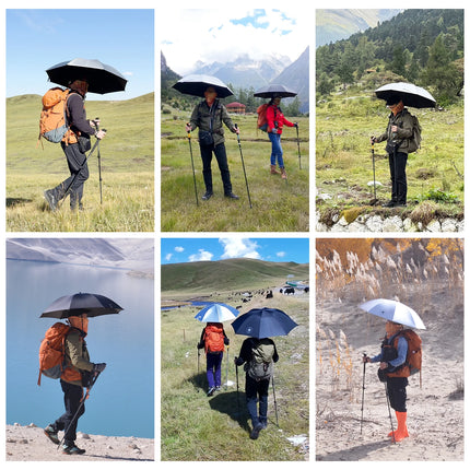 Ultralight Hiking Umbrella Outdoor Trekkin Long Umbrella Hands-Free UV Protection Umbrella Clip for Backpacks Sun & Rain Outdoor