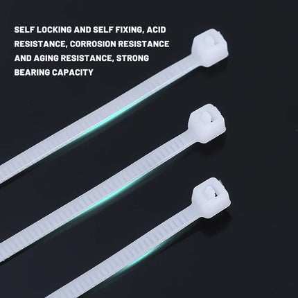 1000/100Pcs Nylon Cable Ties Self-locking Cord Ties Straps Adjustable Cables Fastening Loop Home Office Wire Zip - product im