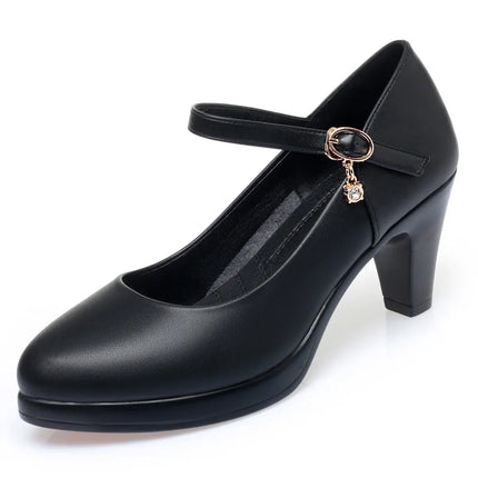 6.5cm Breathable Fashion Soft Leather Silver Red Wedding Shoes Woman Med Block Heels 2026 Platform Pumps Women for Office Mom