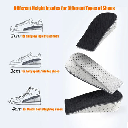 2-4cm Memory Foam Insoles for Shoes Men Height Increase Templates Breathable Sweat-absorbent Insoles for Feet Running Accessorie