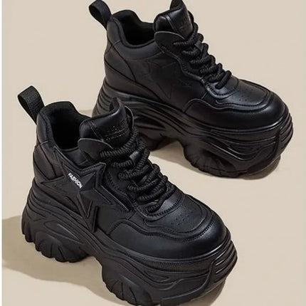 Elderly Shoes Women's 2024 New Spring Style Thick Bottom Petite Casual Increased Inside Women's Shoes 9cm