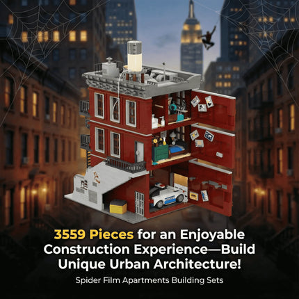 Spider Deli Apartment Building Blocks With 11 Figures Films Hero Classic City Modular Assembly Model Kit Creative Gift 3559PCS