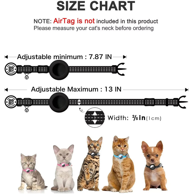 for AirTag GPS Cat Collar with QR Tag, Reflective Apple Tag Pet Collar with Air Tag Holder & Cat Tag - product image 2
