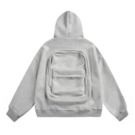 Men Women Travel Hooded Sweatshirt with Backpack Creative Zipper Cardigan Casual Unisex Lightweight Backpack Hoodie
