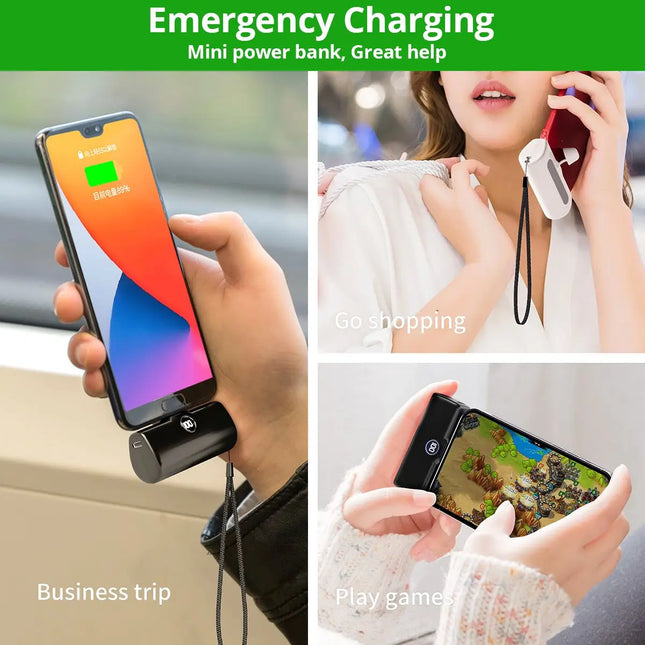 Schnelles tragbares Ladegerät für iPhone Samsung Xiaomi kompakte externe Ersatzbatterie mit integriertem Stecker PD-Schnelllade-Powerbank