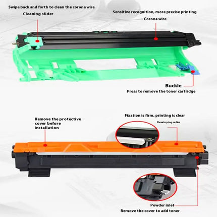 TN1000 toner parts: corona wire, buckle and powder inlet