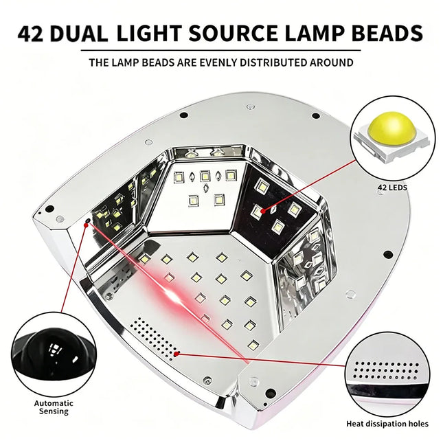 Lámpara de uñas recargable de 96W con base reflectante de espejo, secador de esmalte en gel, máquina de manicura, luz UV para uñas, lámpara UV LED para uñas
