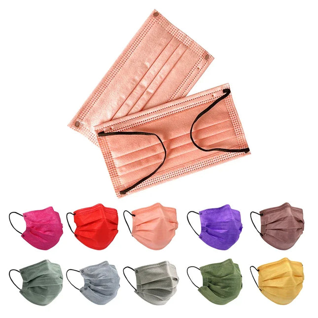 50Pcs 3/4 Layer Mask Face Masks Melt Blown Cloth Disposable Safety Anti-Dust Protective Masks Adults Non-wove Earloop Masque
