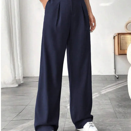 Draped High Waisted Wide Leg Pants Office Casual Suit Trousers Versatile Spring Autumn