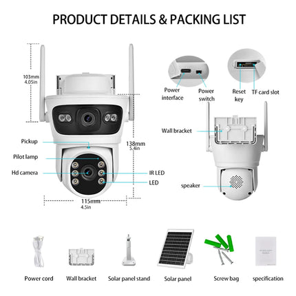 BERRY IOT 6MP 2K Outdoor Solar WIFI Surveillance Camera HD Dual Lens CCTV Two-way Voice Intercom Wireless Network Camera ICSEE