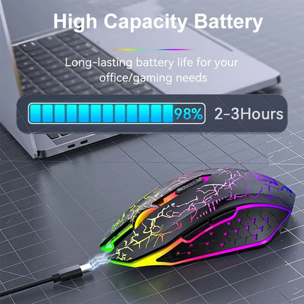RGB Gaming Mouse Bluetooth Mouse 2.4G Wireless Mouse Ergonomic 1600DPI 6 Mute Buttons Mouse For MacBook Tablet - product imag