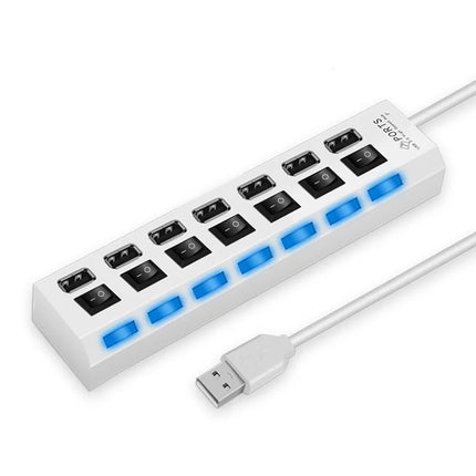 High Speed 4/7 Ports USB HUB 2.0 Adapter Expander Multi USB Splitter Multiple Extender with LED Lamp Switch for PC - product