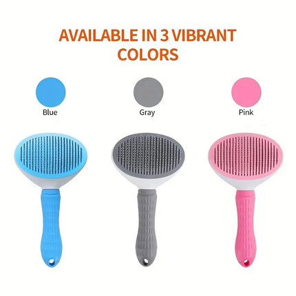One-click Pet Hair Removal Comb For Effortless Grooming Of Dogs And Cats - Float Hair Removal Slicker Brush With - product im