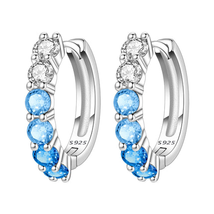 Orstarry 925 Sterling Silver Blue Zircon Starry Sky Earring Original Jewelry Hoop Earrings Women Jewelry Party Trendy Gifts