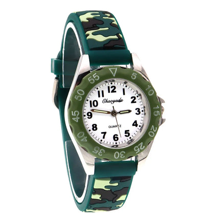 Luminous Hands Boys Girls Fashion Camouflage Silicone Strap Quartz Watches Children Kids Students Digital Cool Waterproof Clocks