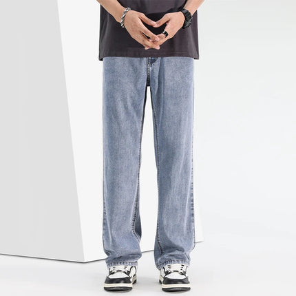 2026 Spring/Summer New Ice Silk Loose Denim Fashionable Sports Casual Pants for Men, Loose and Droopy Wide-Leg Pants