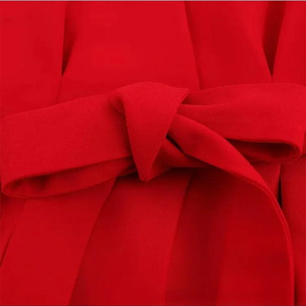KONDALA Office Lady Chic Red Vest Blazer Suit V Neck Sashes Sleeveless Blazer High Waist Wide Leg Pants Fashion 2025 Summer Sets