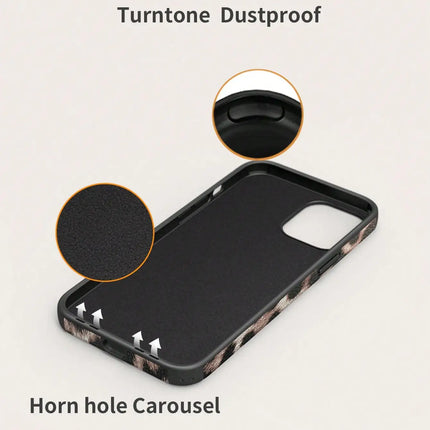 Leopard Print Pu Leather Anti-Fall Phone Case for iPhone 17 16 15 14 13 12 11 X XS XR XSMAX 7 8 Air Pro Max Plus Luxury Cover