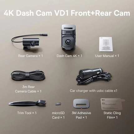 Baseus 4K Dash Cam for SONY Sensor STARVIS Night Vision Front and Rear Car Camera ADAS WiFi6 GPS 24H Parking Dashcam