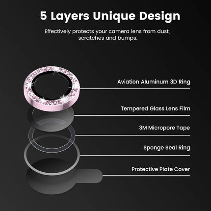 Glitter Camera Lens Protector Cover for iPhone 17 Pro Max 16 15 Pro 13 11 14 15 Plus 12 Mini Tempered Glass Protection Lens Film