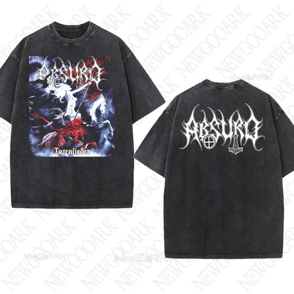 Black Metal Absurd Washed T Shirt Band Gothic Gift Mens Clothing Graphic Vintage Hip Hop T-shirt Streetwear Tees Short Sleeve