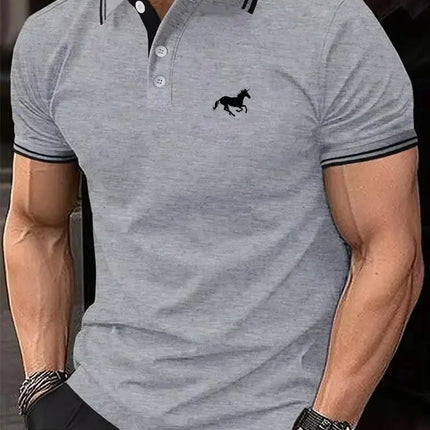 New men's T-shirt, Classic short-sleeved Polo shirt, Summer Casual top, button-down Lapel T-shirt, Oversized S-2XL Casual Polo S