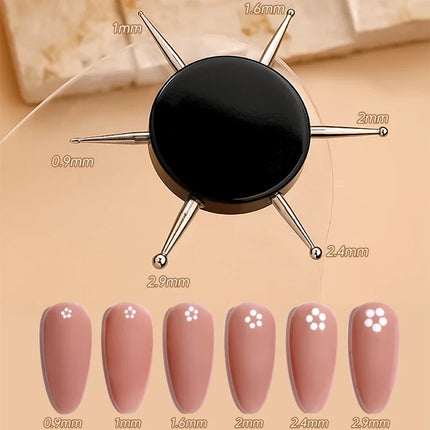 6 In 1 Circular Dotting Tools Professional Nail Art Tip Dot Painting Embossing Tracing Disc Nail Dotting Tool Manicure Supplies