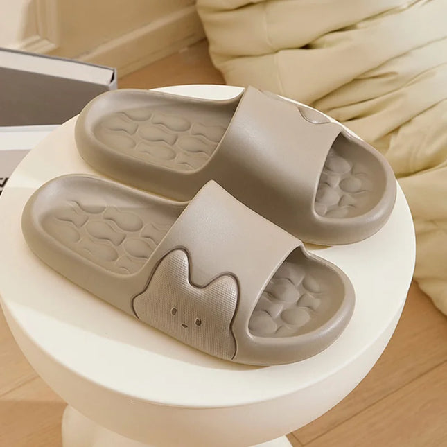 Cartoon Cute Rabbit Thick Bottom Home Slippers Women's Summer Comfortable Soft Cloud EVA Slippers Woman Candy Color Couple Slide