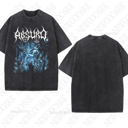 Black Metal Absurd Washed T Shirt Band Gothic Gift Mens Clothing Graphic Vintage Hip Hop T-shirt Streetwear Tees Short Sleeve