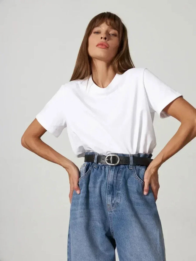 Summer 100% Cotton T-shirt Bottoming Basic Fashionable Solid Short Sleeve Loose Tops Shirts 230g/㎡ Tops